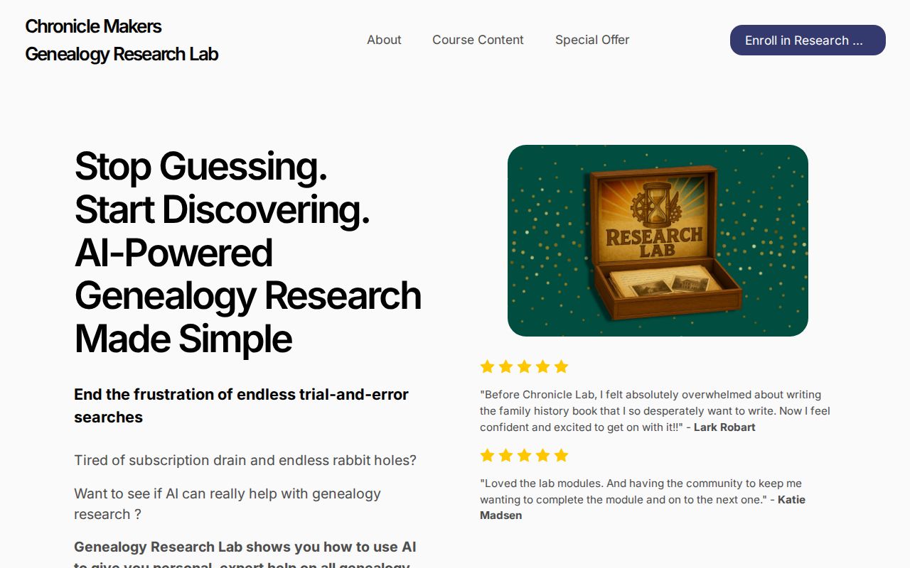 Chronicle Makers Research Lab for Genealogists